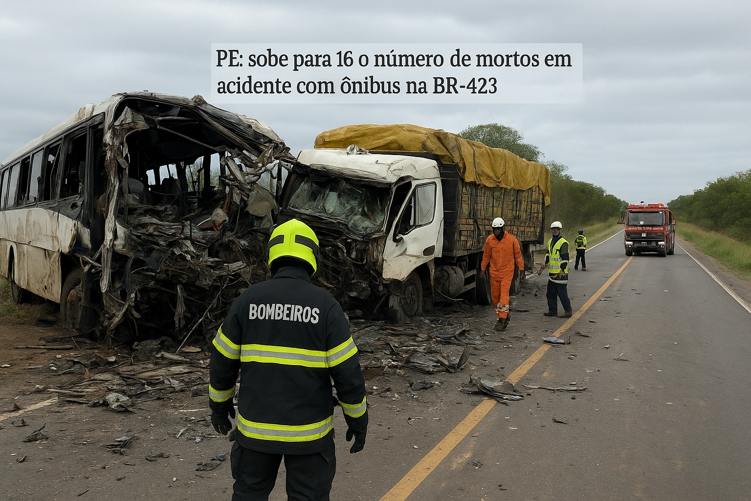 Tragédia em Pernambuco: sobe para 16 o número de mortos em acidente com ônibus na BR-423